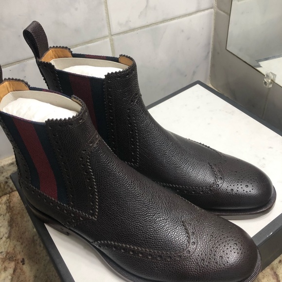 Gucci Leather Boots with Web - Picture 2 of 11